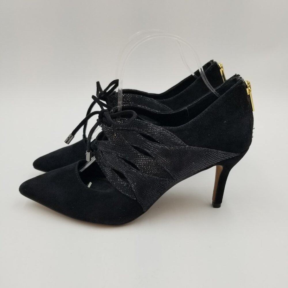 Isola Palazzo Heels Womens 8.5 Black Suede Leatherβ Lace up